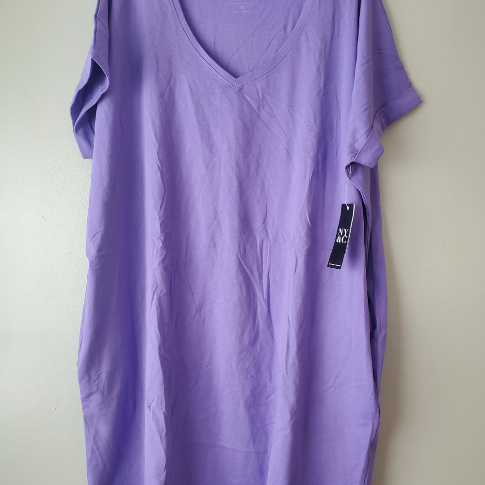 New York & Company Lavender Short Sleeve Dress